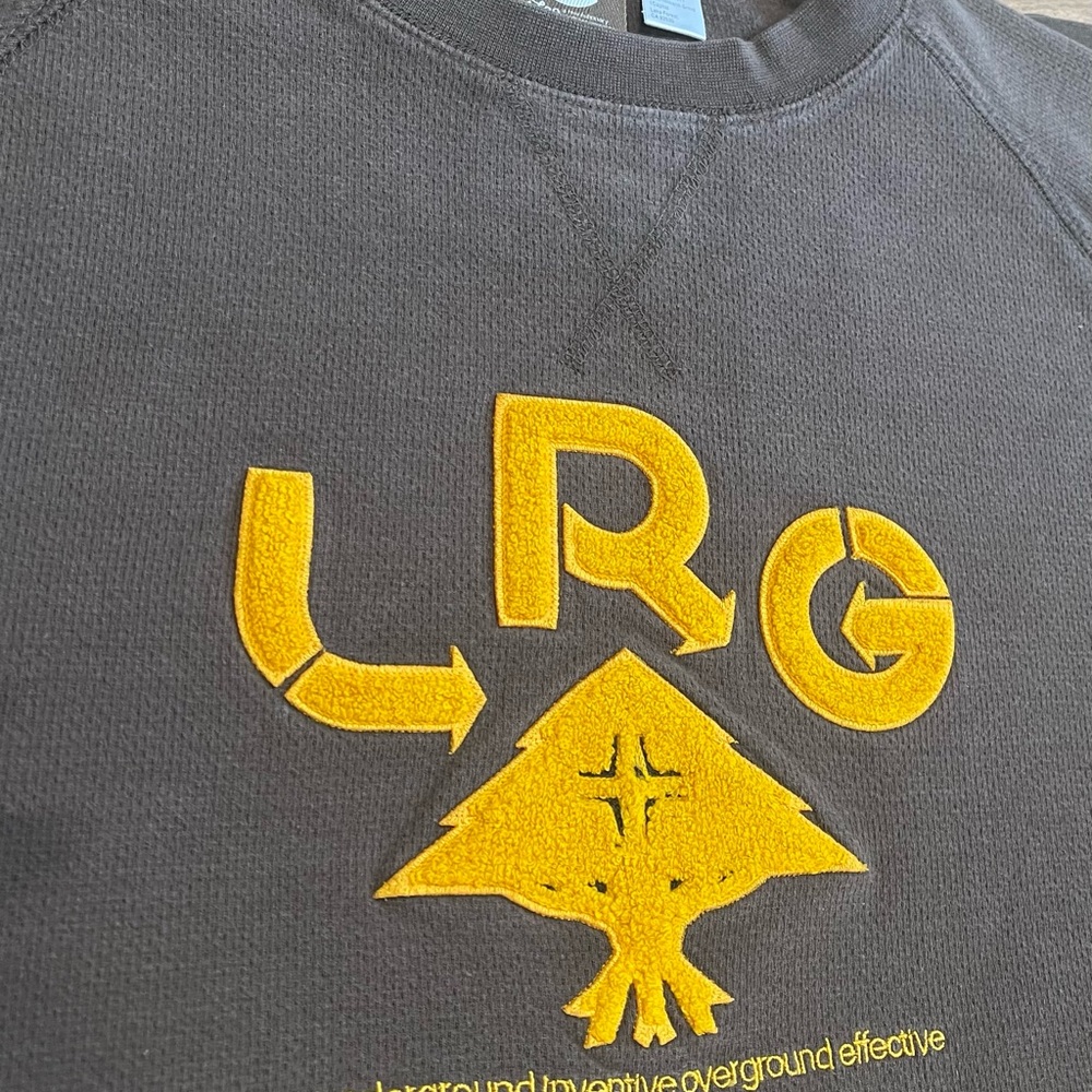 LRG - Padres colorway: Brown and Gold logo heavy weight crewneck sweatshirt.